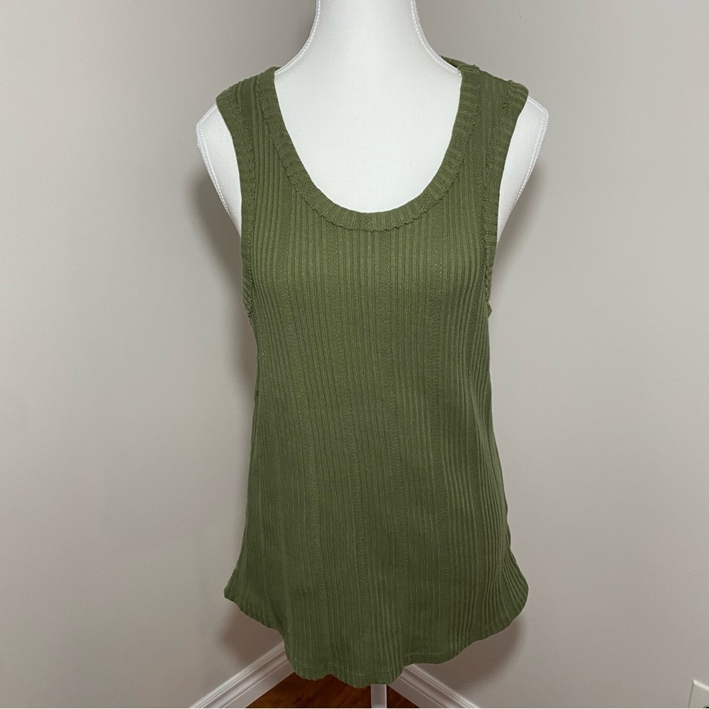 Anthropologie Sage Green Ribbed Tank Top XL